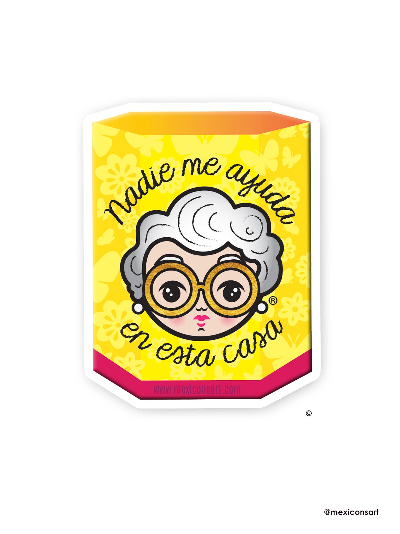 MexiconsArt Magnet. Inspired and Parody of Chocolate Abuelita . Original art copyright by Haydee Yanez for MexiconArt