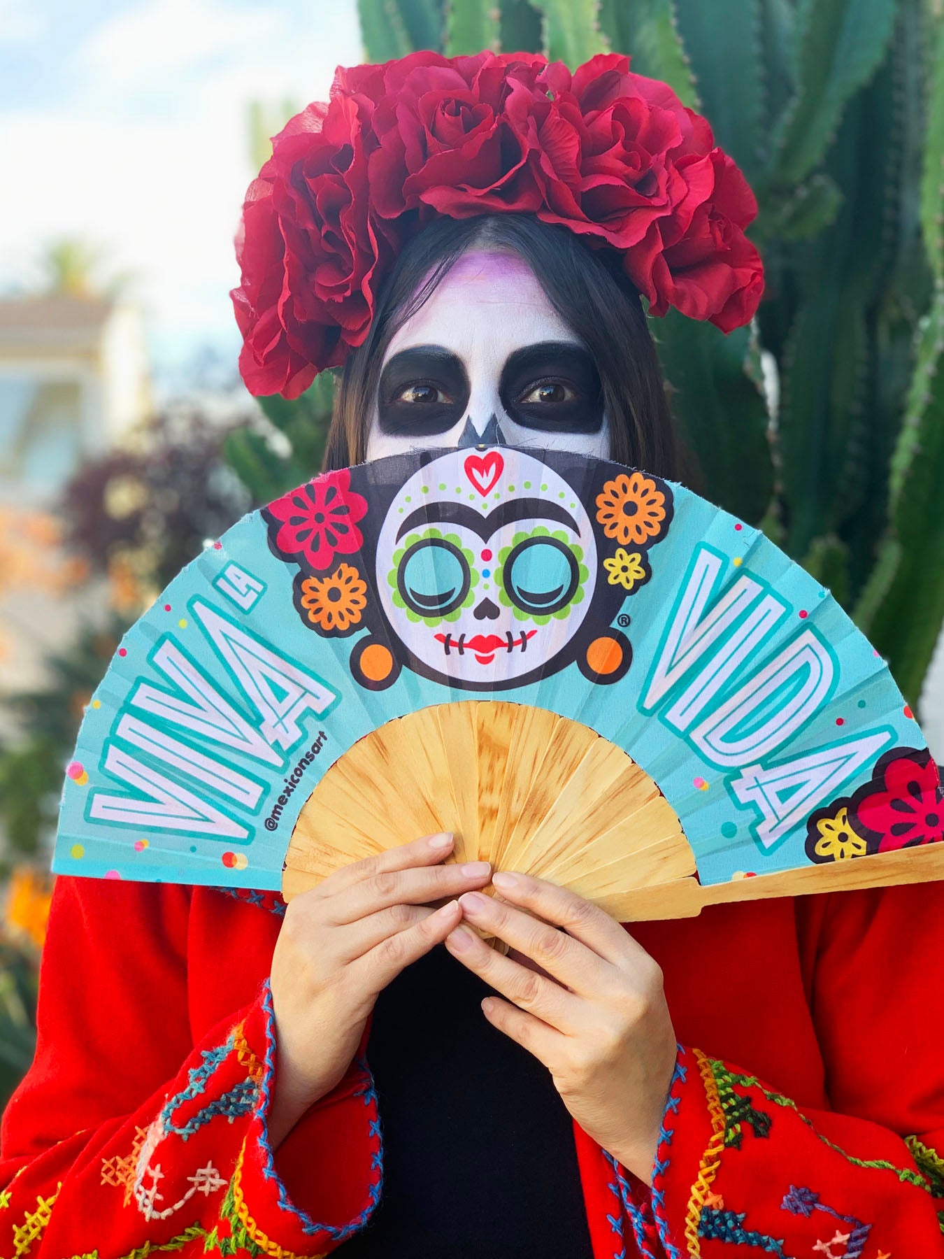 Mexicons Art Viva la Vida Hand Fan