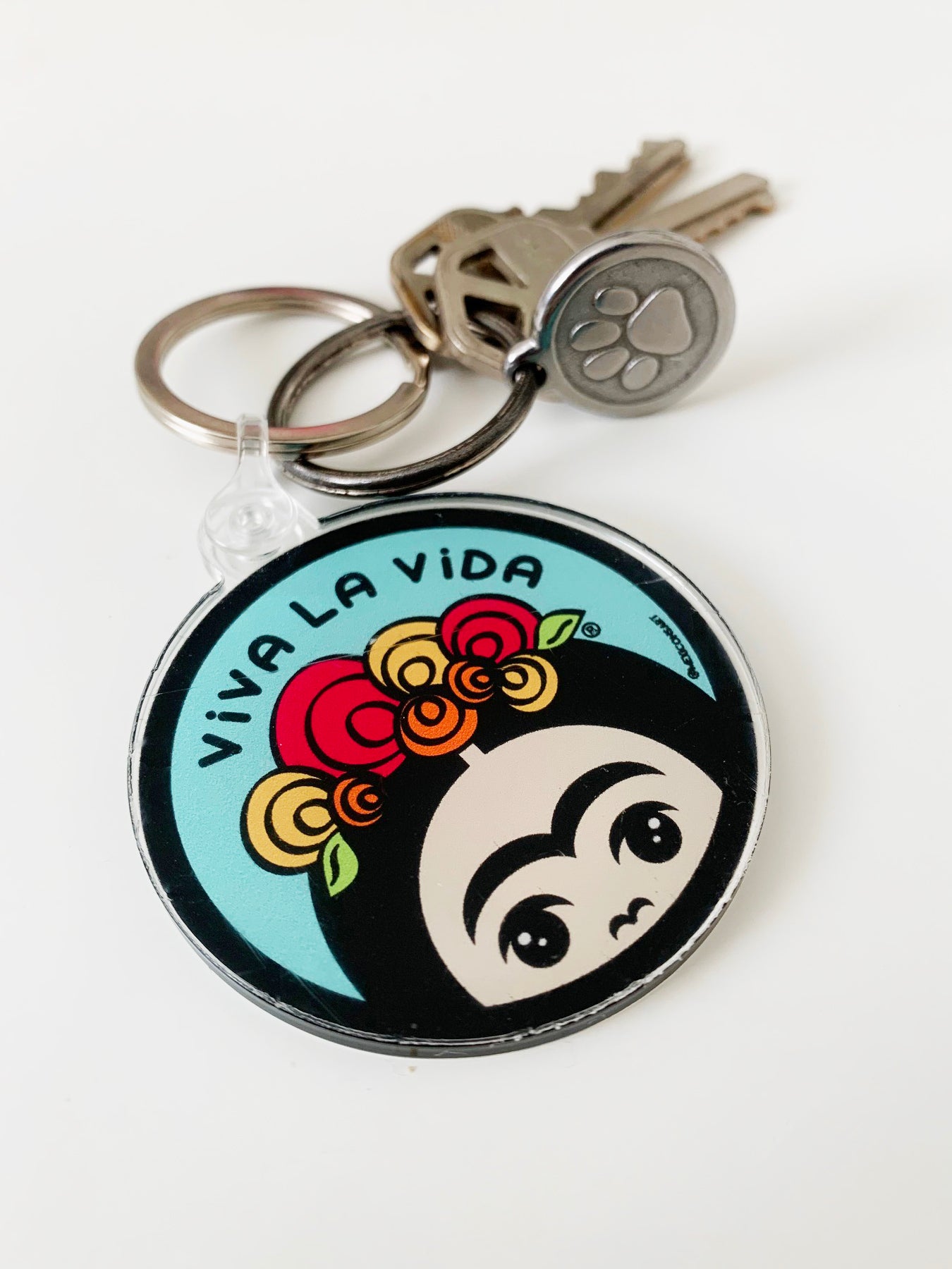 MexiconsArt Keychain. Inspired and Parody of Frida Kahlo. Original art copyright by Haydee Yanez for MexiconArt