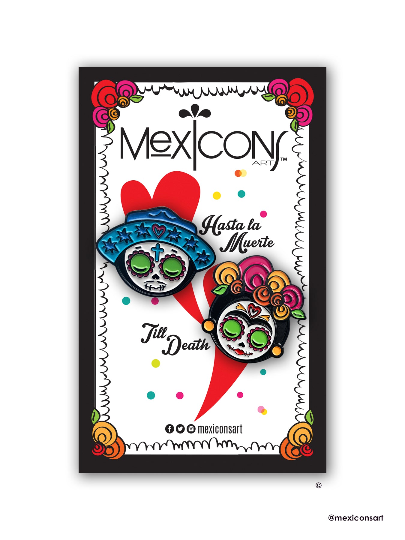 MexiconsArt Enamel Pin. Inspired and Parody of Pachuco and Sufrida. Original art copyright by Haydee Yanez for MexiconArt