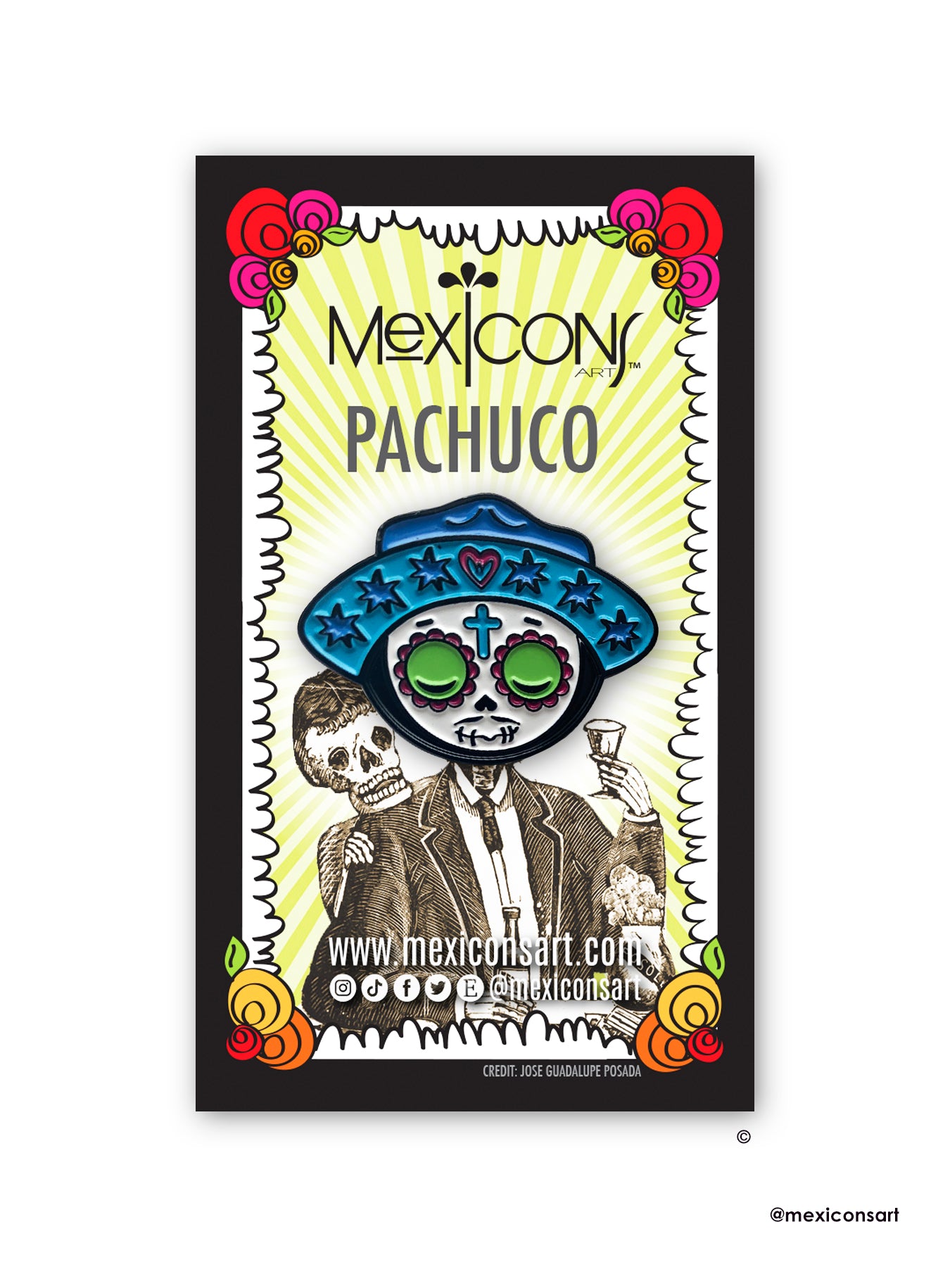 MexiconsArt Enamel Pin. Inspired and Parody of Pachuco. Original art copyright by Haydee Yanez for MexiconArt