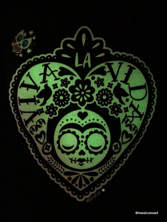 Mexicons Art Glow in the Drak Catrina Tshirt
