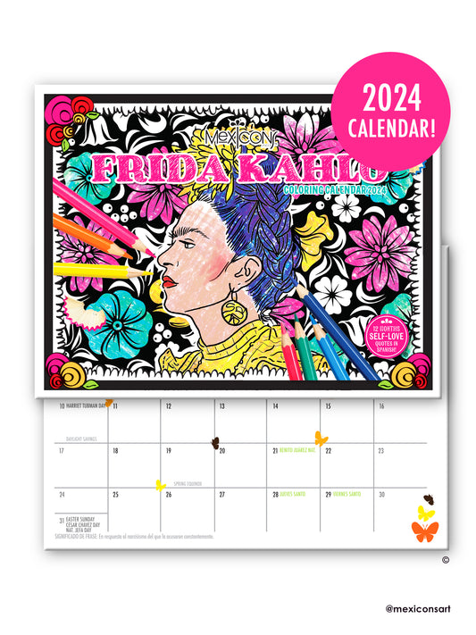 MexiconsArt Frida Kahlo Coloring Calendar 2024
