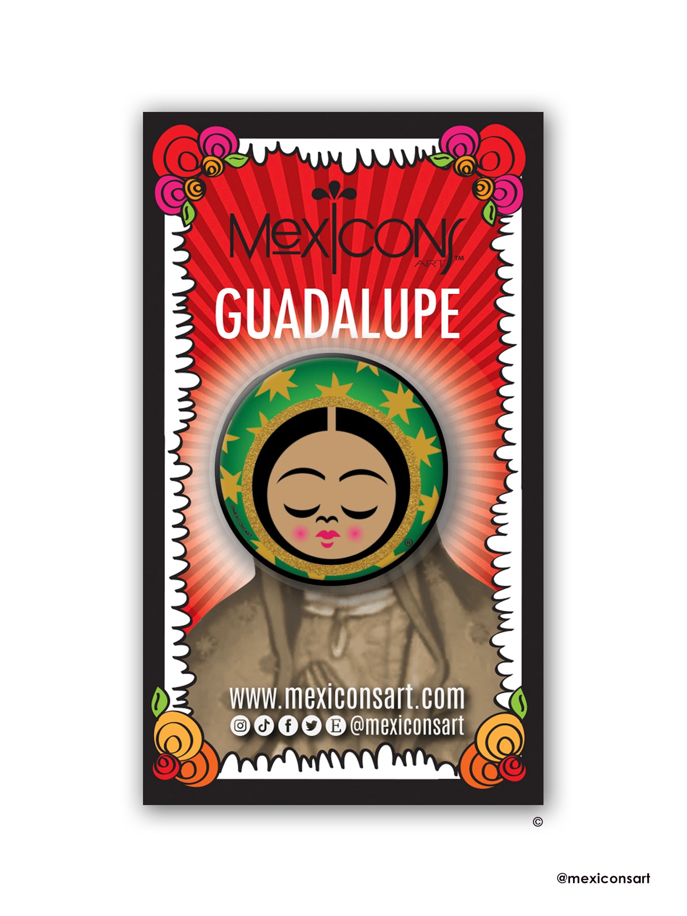 MexiconsArt Virgen de Guadalupe acrylic pin